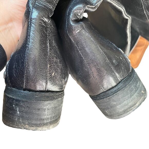 𝅺NINE West Vanickson Black Leather Tall Studded Boots SZ 6 - Picture 11 of 16
